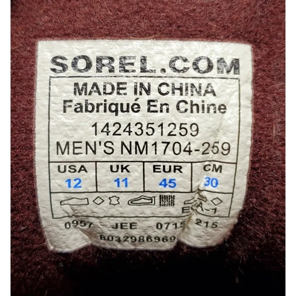Sorel Boots Men 12 Cheyanne II Brown Leather Winter Lace Up Waterproof Duck Shoe